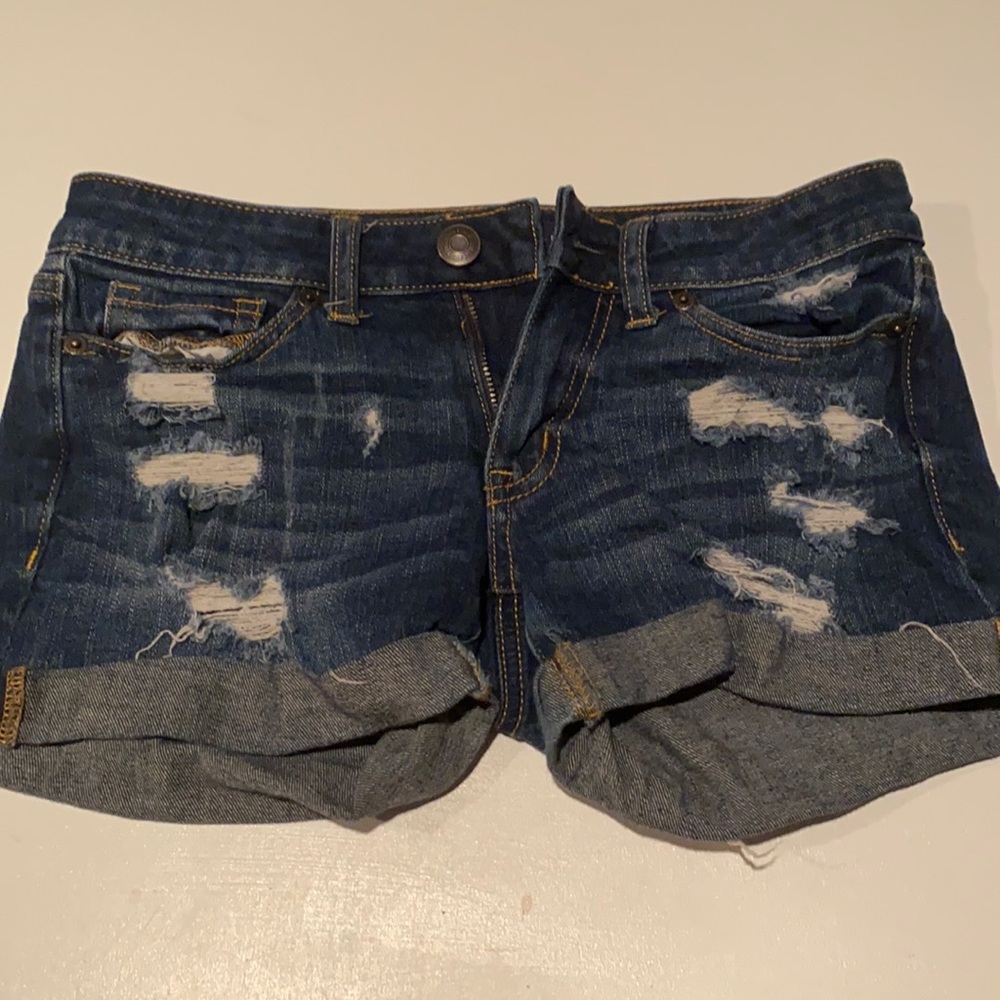 Aeropostale dark wash ripped jean shorts